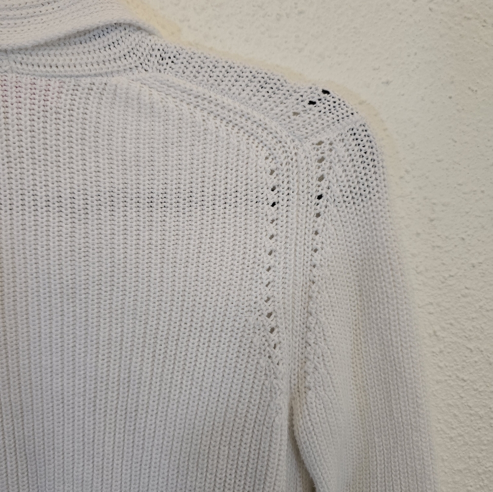Lily Pulitzer Small 100% Cotton Fringe Hem White Sweater - Picture 7 of 11